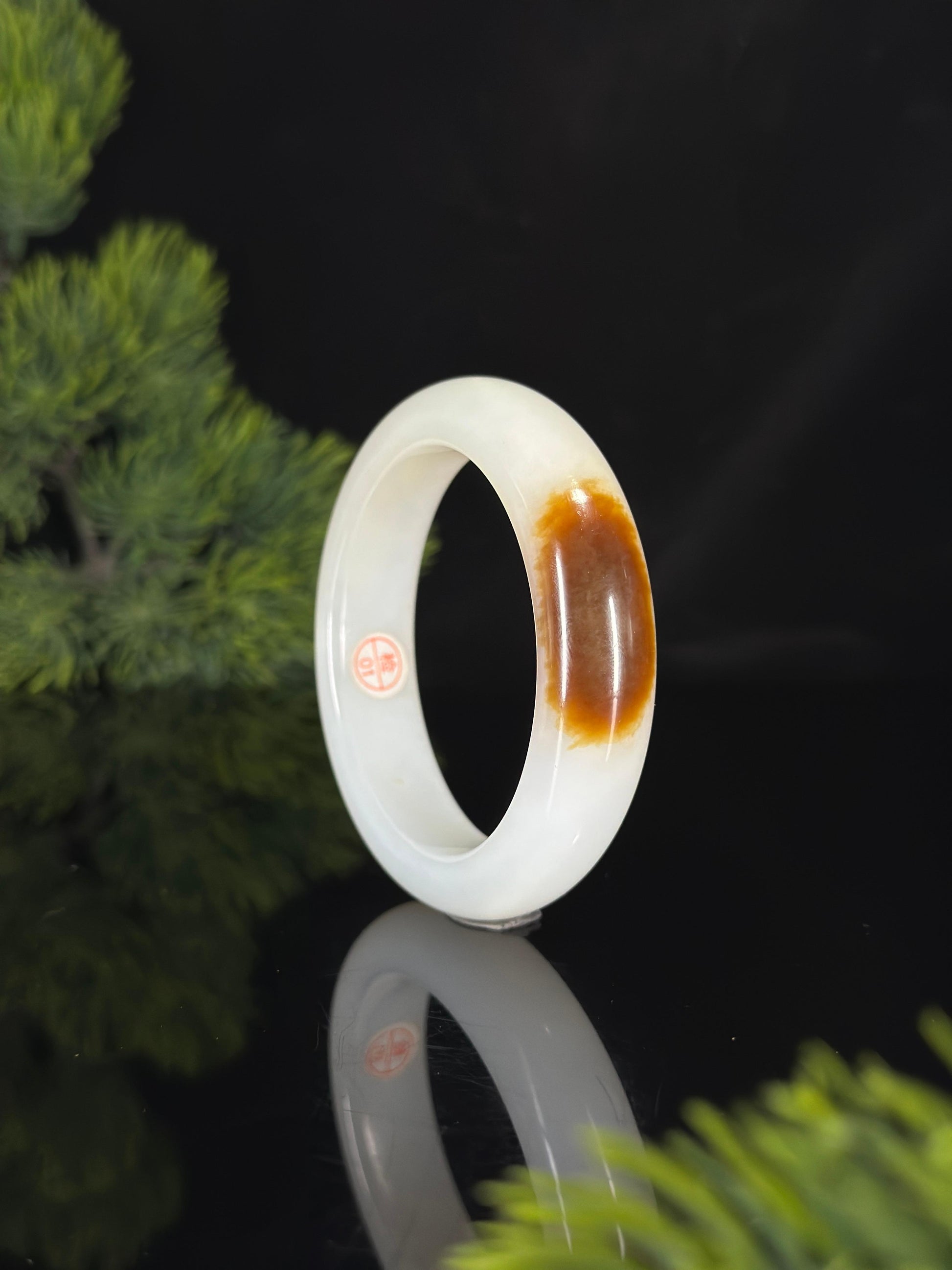 和田玉珍品羊脂糖白玉轮胎镯（卡55）（yc458907）