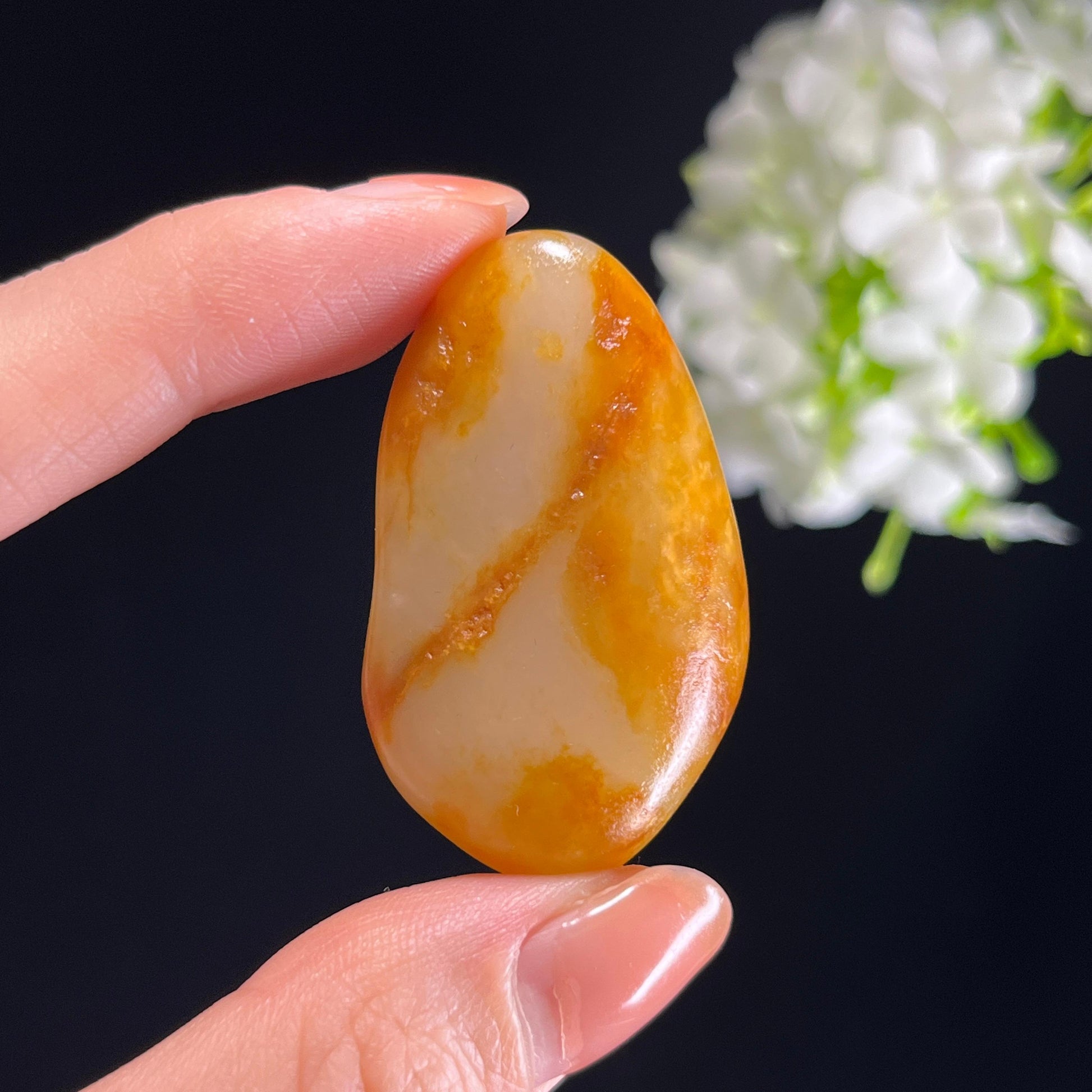 和田玉白玉“秋澜一线”黄皮洒金皮籽料（yc351417）