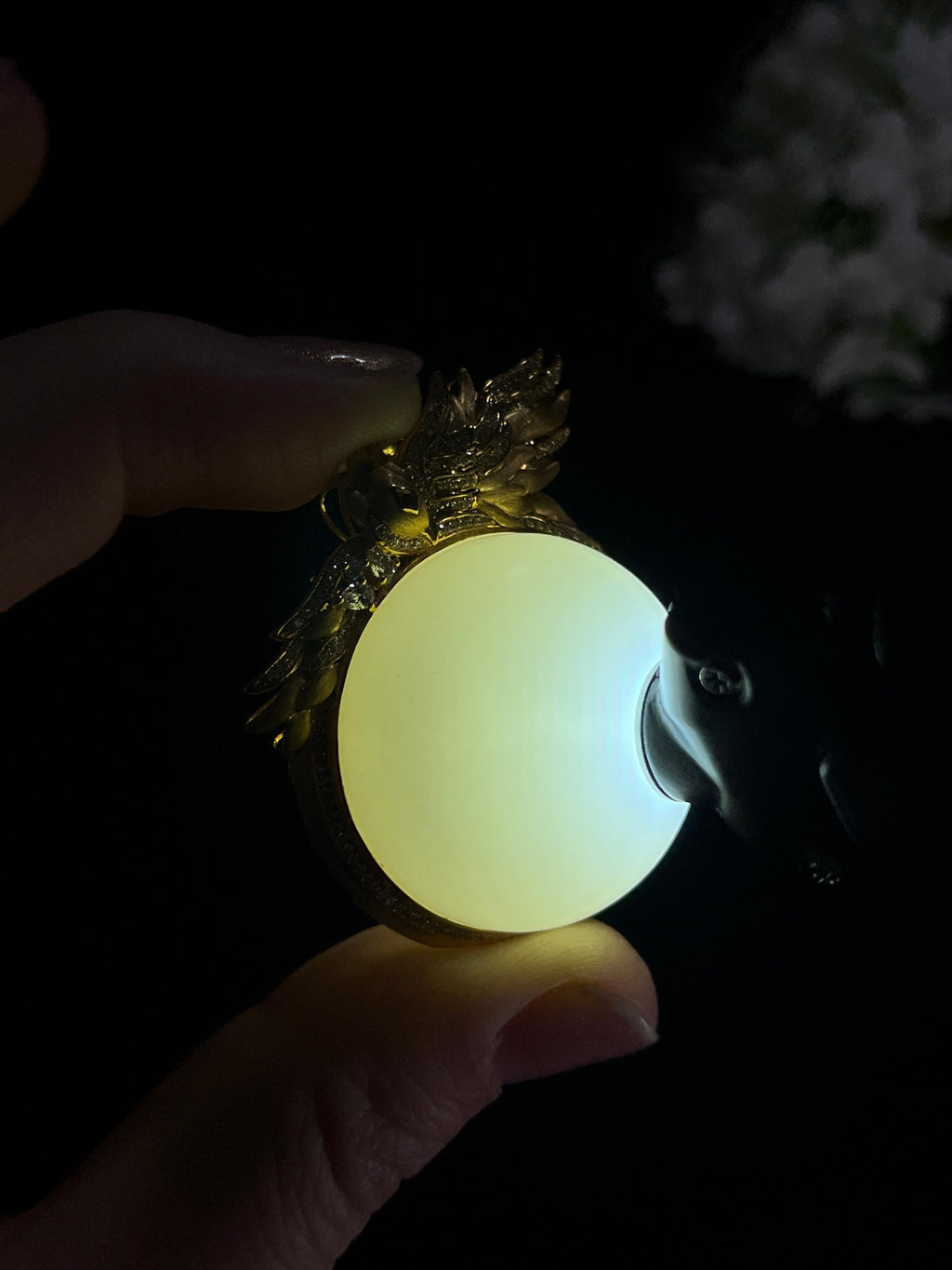 18k金镶和田玉白玉“金翼祥龙”圆满佩挂件4（两件一起卖）（yc267159）