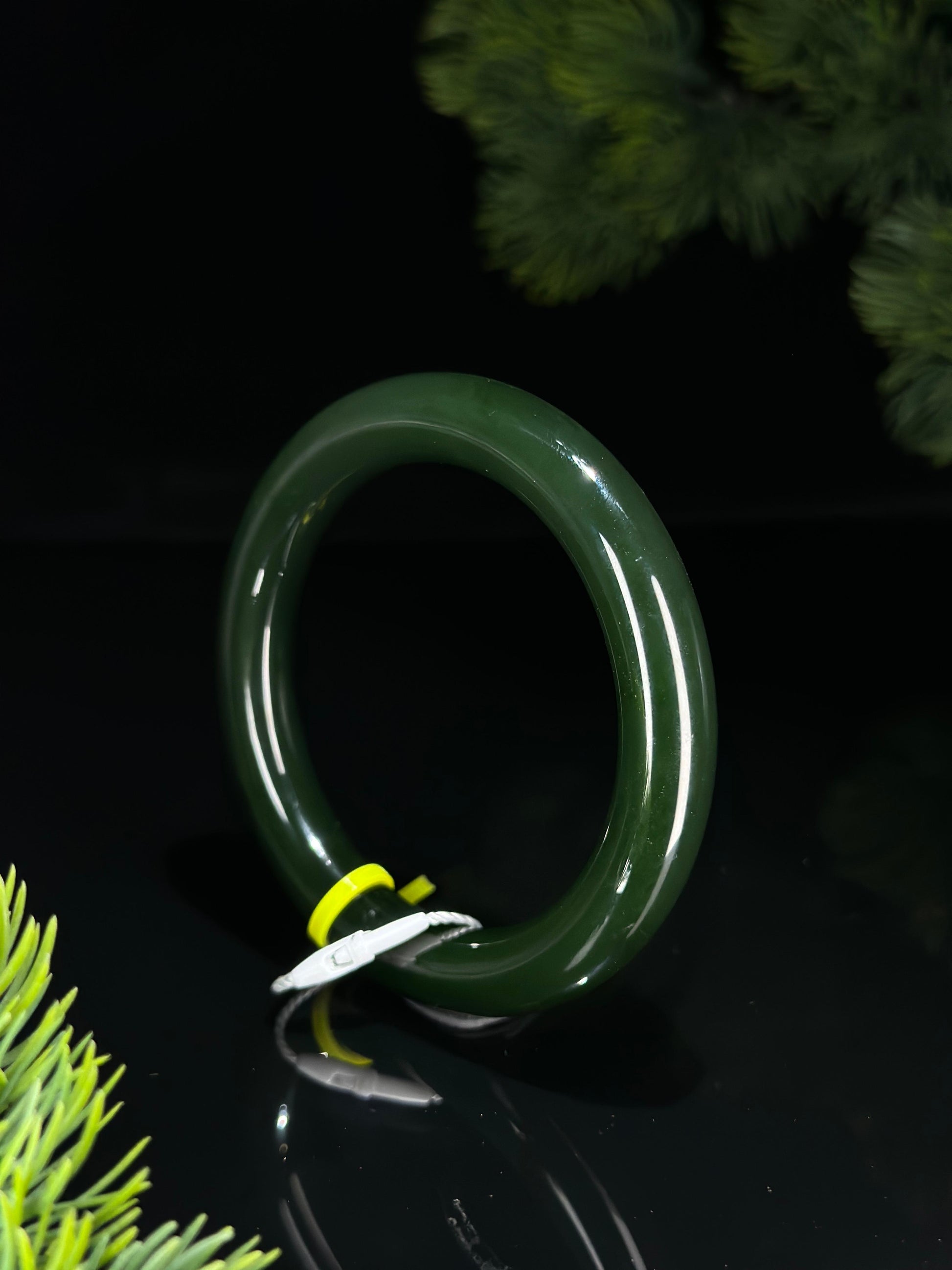 和田玉珍品碧玉圆条福镯（卡59）（yc526188）