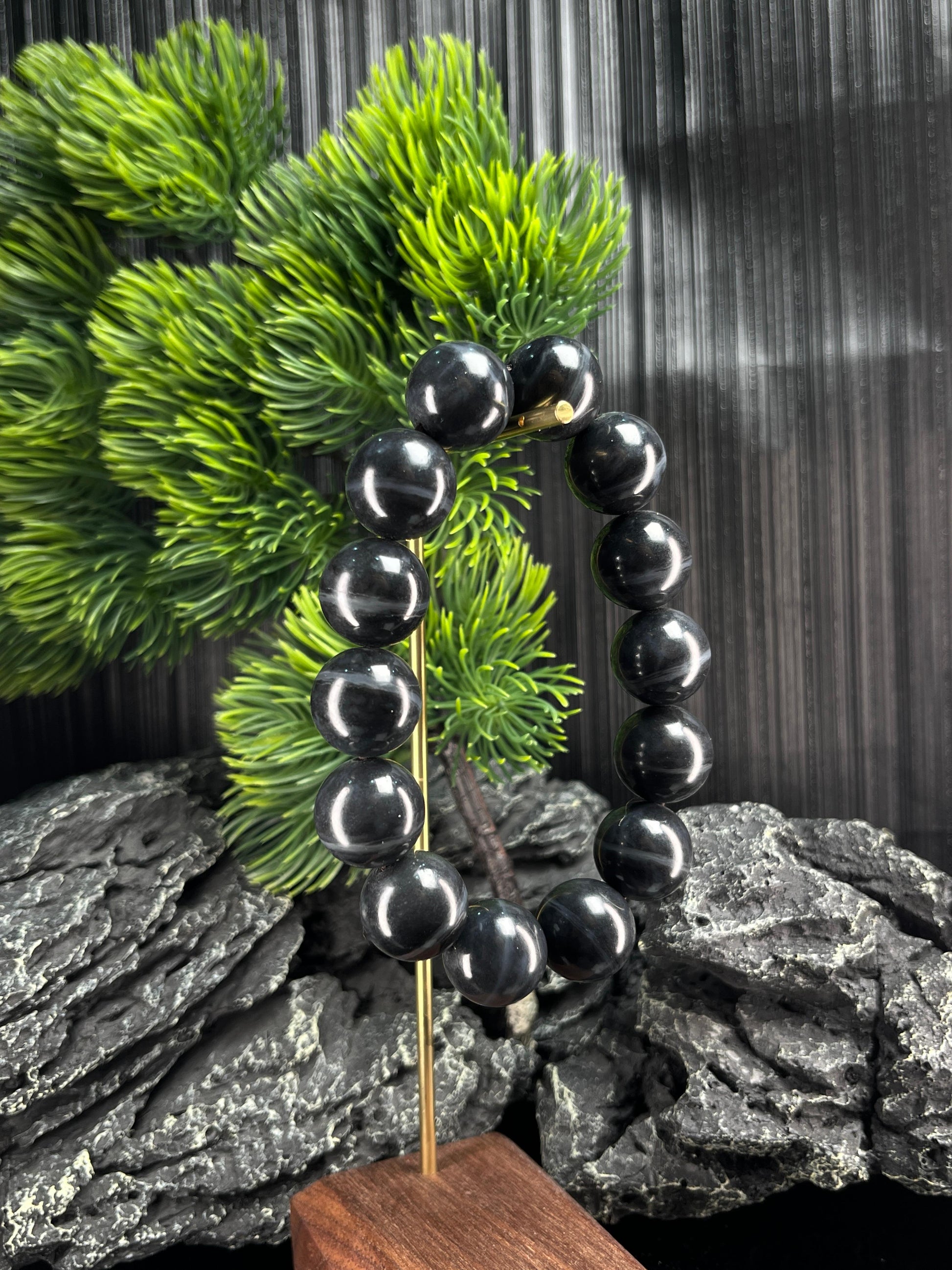 和田玉青花籽料一线天手串（14卡）（yc222795）