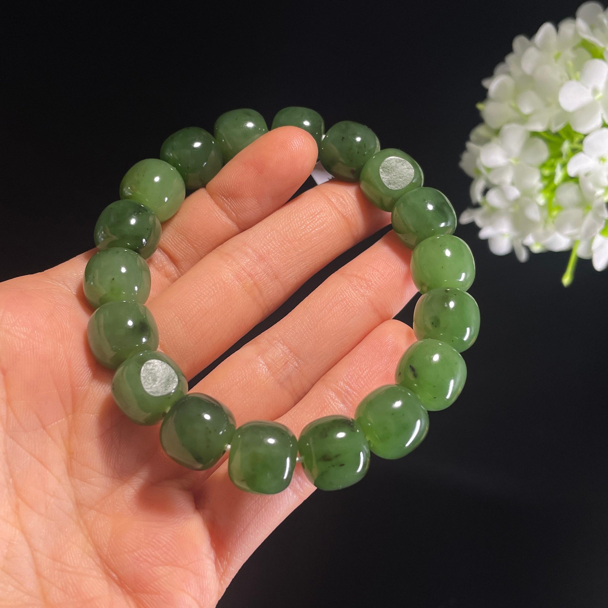 新疆天然和田玉碧玉籽料手串（yc314550）