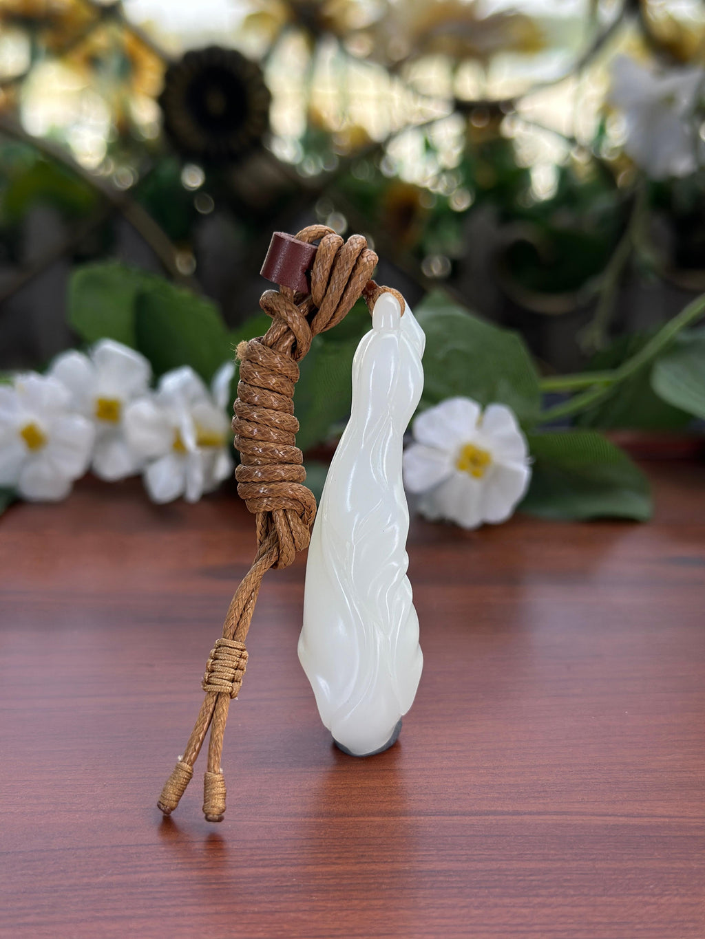 和田玉白玉玉兰花挂件（yc708065）