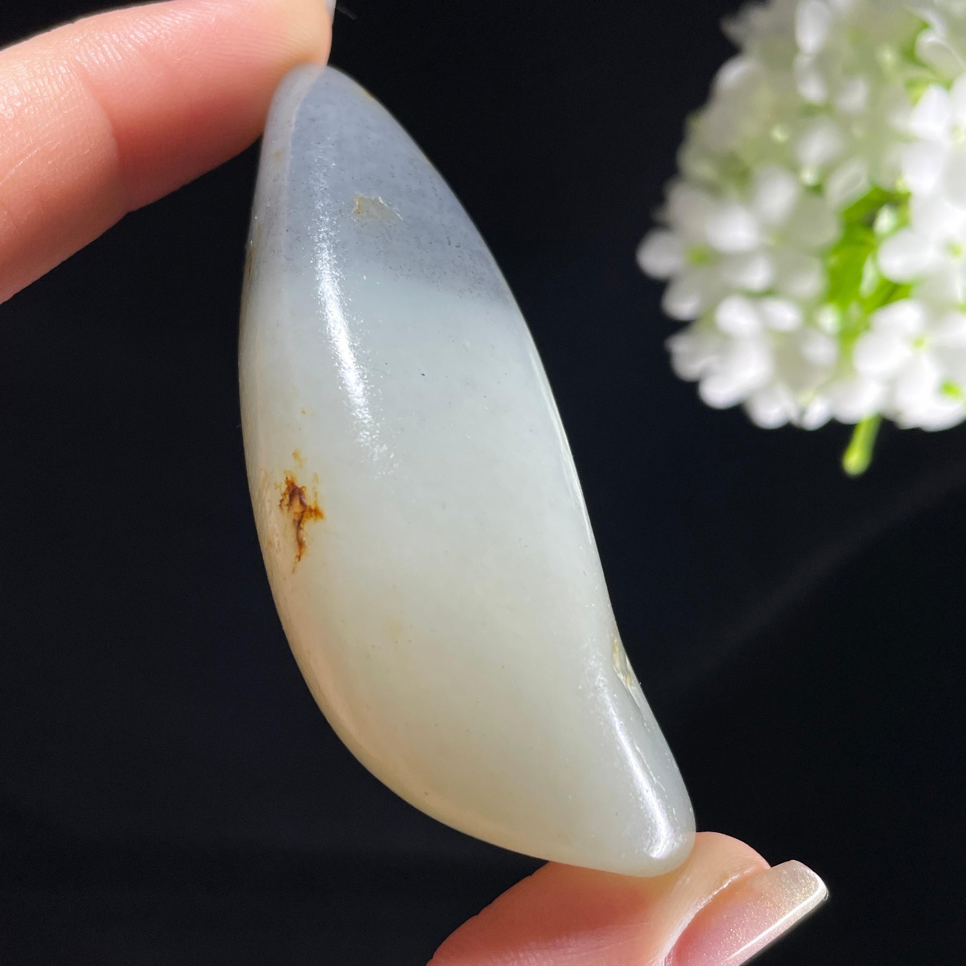 和田玉青花“江雾凝月”黑皮秋梨皮籽料（yc394234）