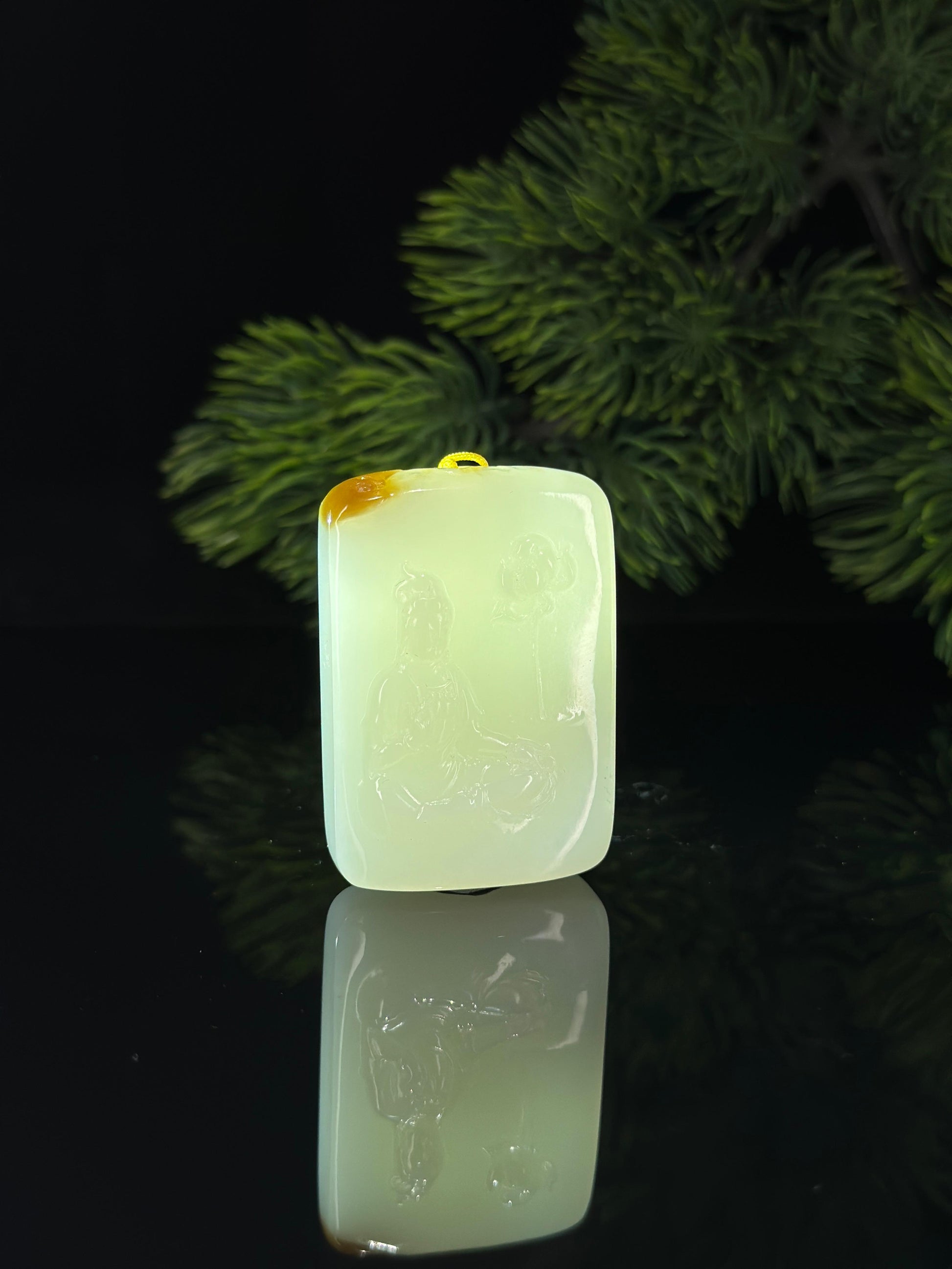 和田玉糖白观音挂件（yc534630）