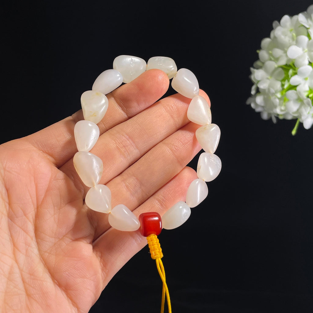 和田玉白玉洒金皮籽料手串（14颗）（yc320303）