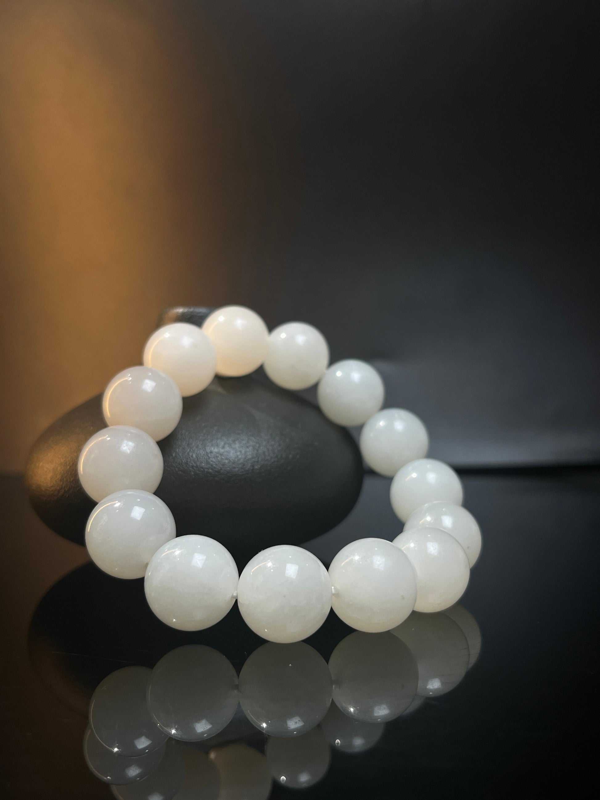 天然和田白玉圆型珠手串（卡16）（yc242877）