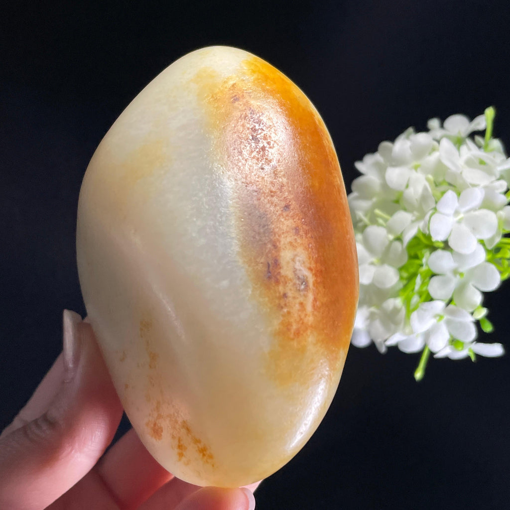 和田玉白玉“瑶光沐泽”洒金黄沁皮籽料（yc406310）