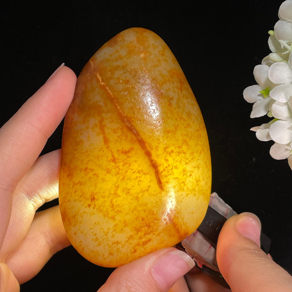 和田玉白玉“金雨落玉”通体洒金皮籽料（yc416665）