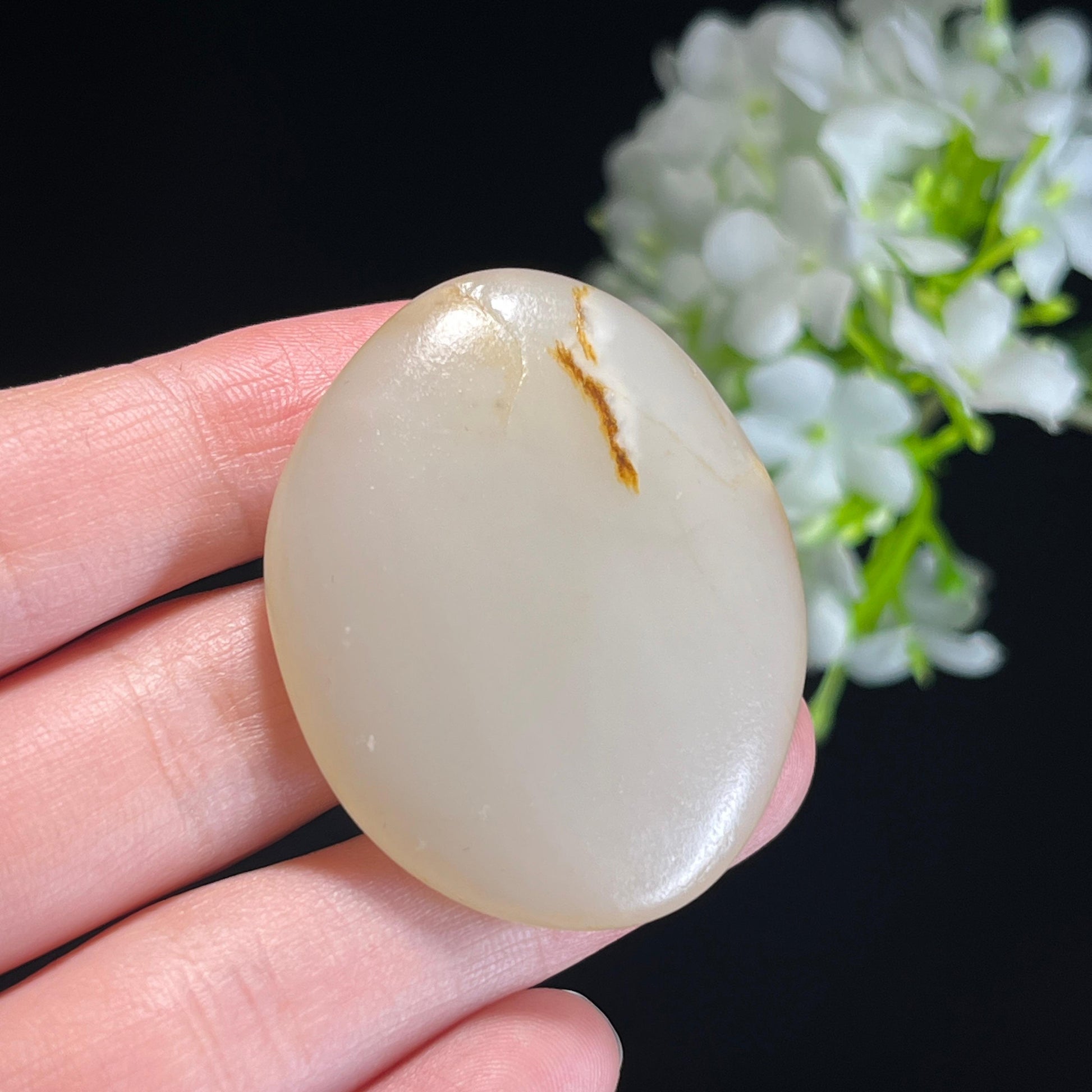 和田玉白玉“玉纹凝霜”洒金皮籽料（yc337600）