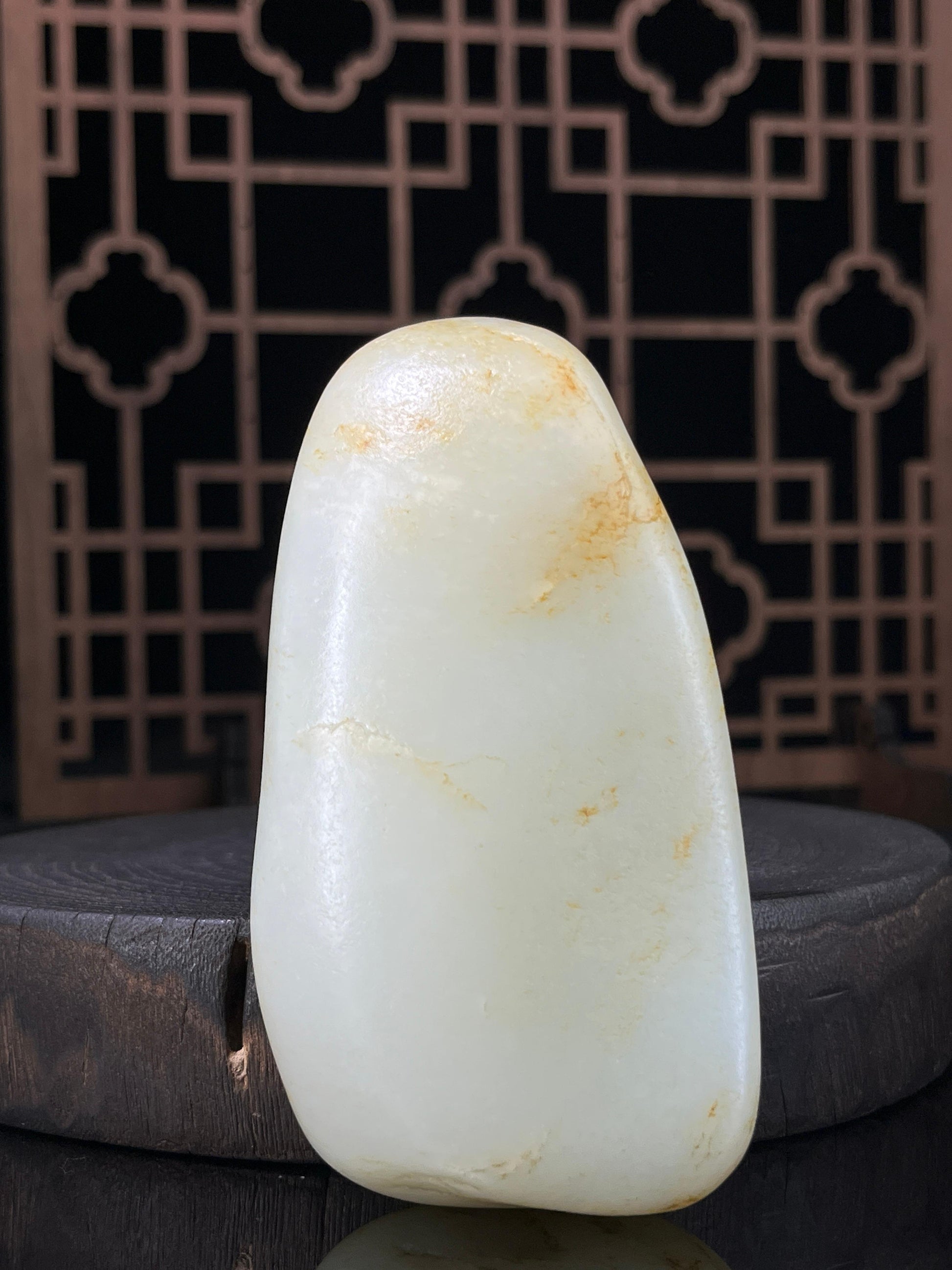 天然新疆和田玉青白种洒金皮籽料原石摆件（yc230234）