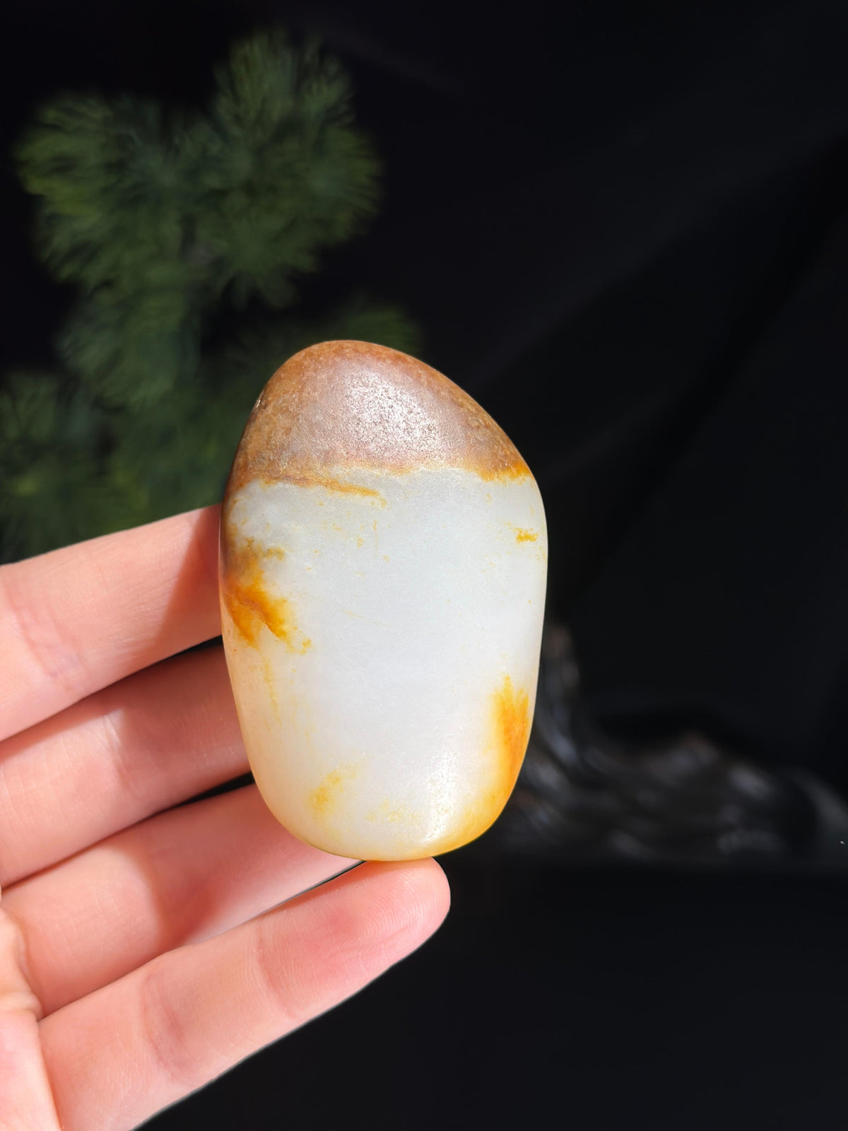 和田玉收藏级黄白种红沁油皮鸿运当头籽料手把件（yc734333）