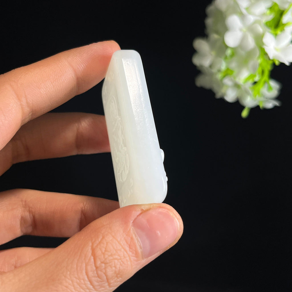 和田玉白玉“梵音袅袅”观音雕刻挂件（yc349464）