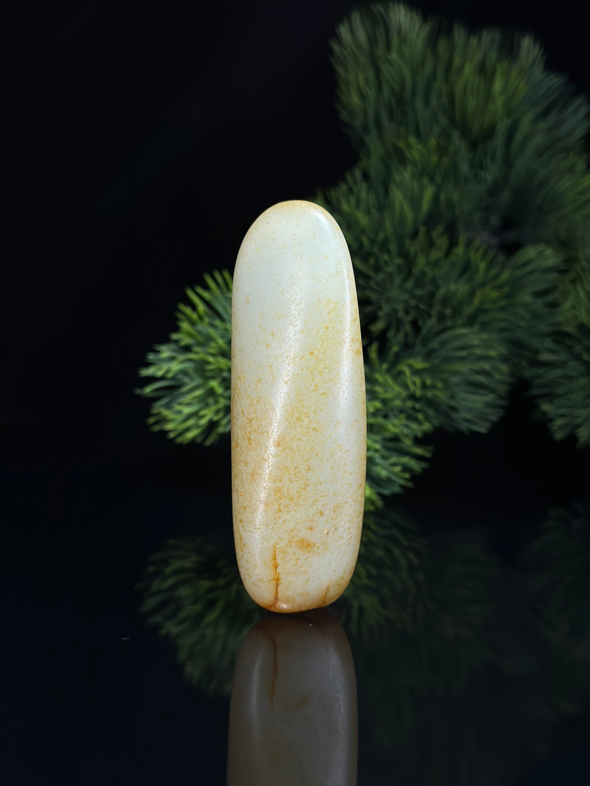 新疆和田玉珍品白玉洒金皮籽料手把件（yc697788）