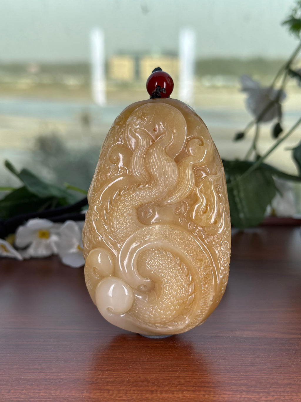 和田玉糖玉神龙手把件（yc704205）