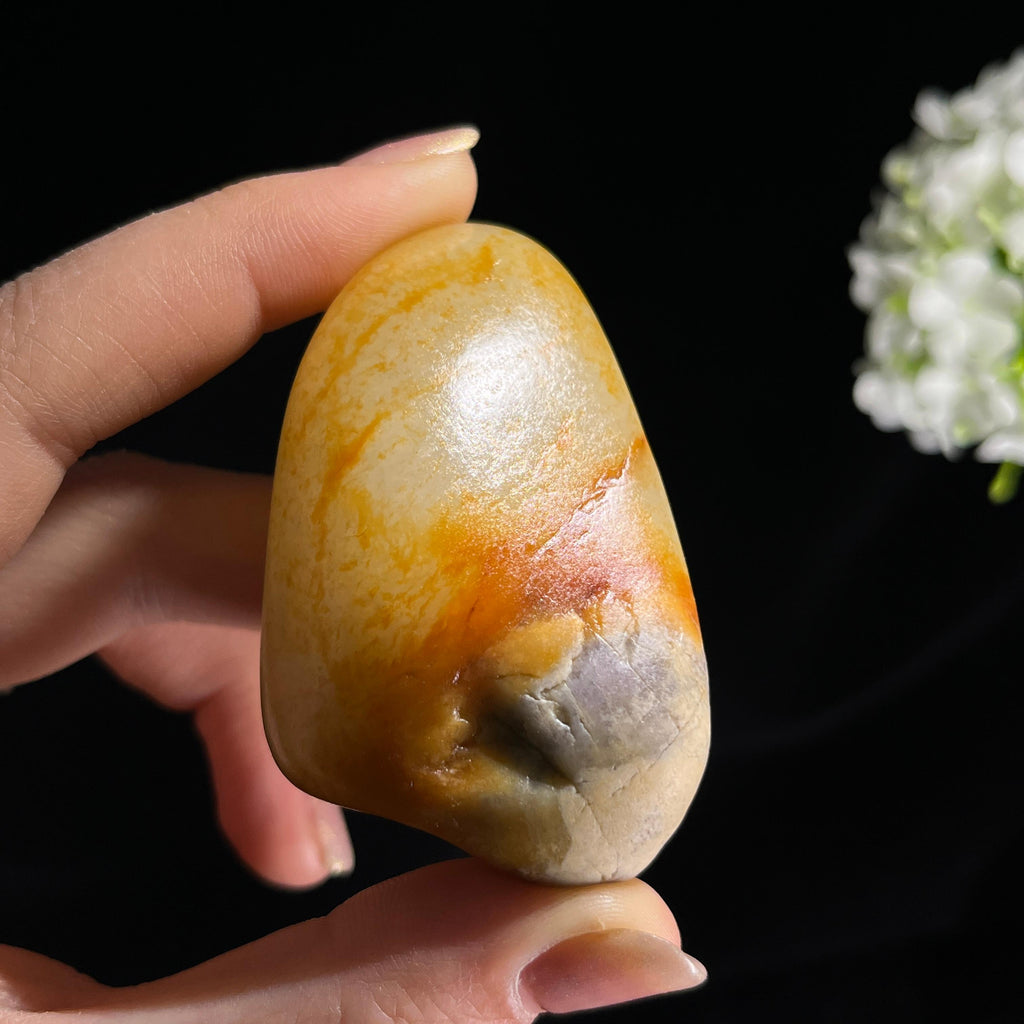 新疆天然和田玉白玉“金珀凝玉”洒金皮籽料原石（yc300260）