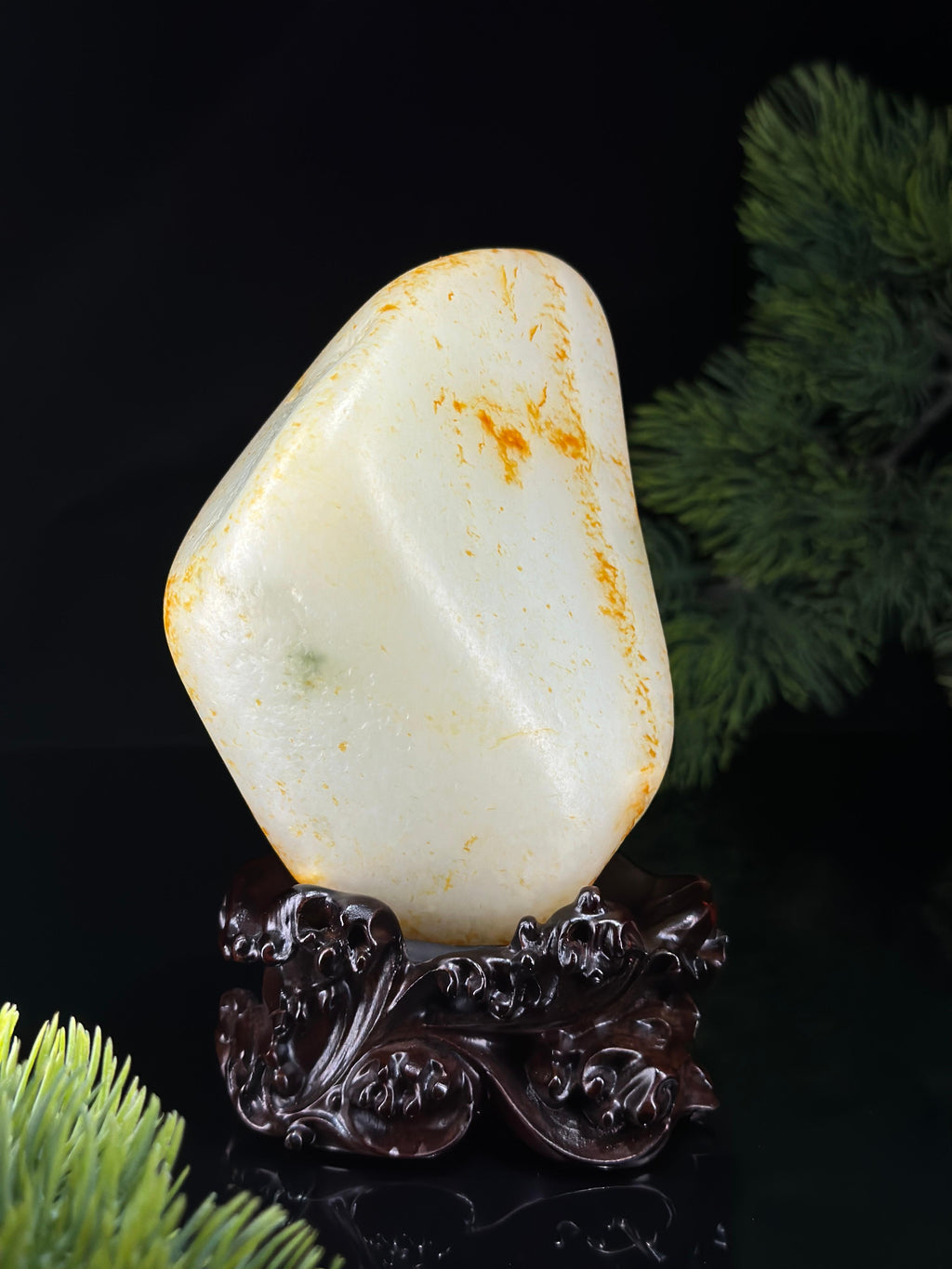 新疆天然和田玉“金霞抱璞”洒金皮籽料摆件（yc528022）