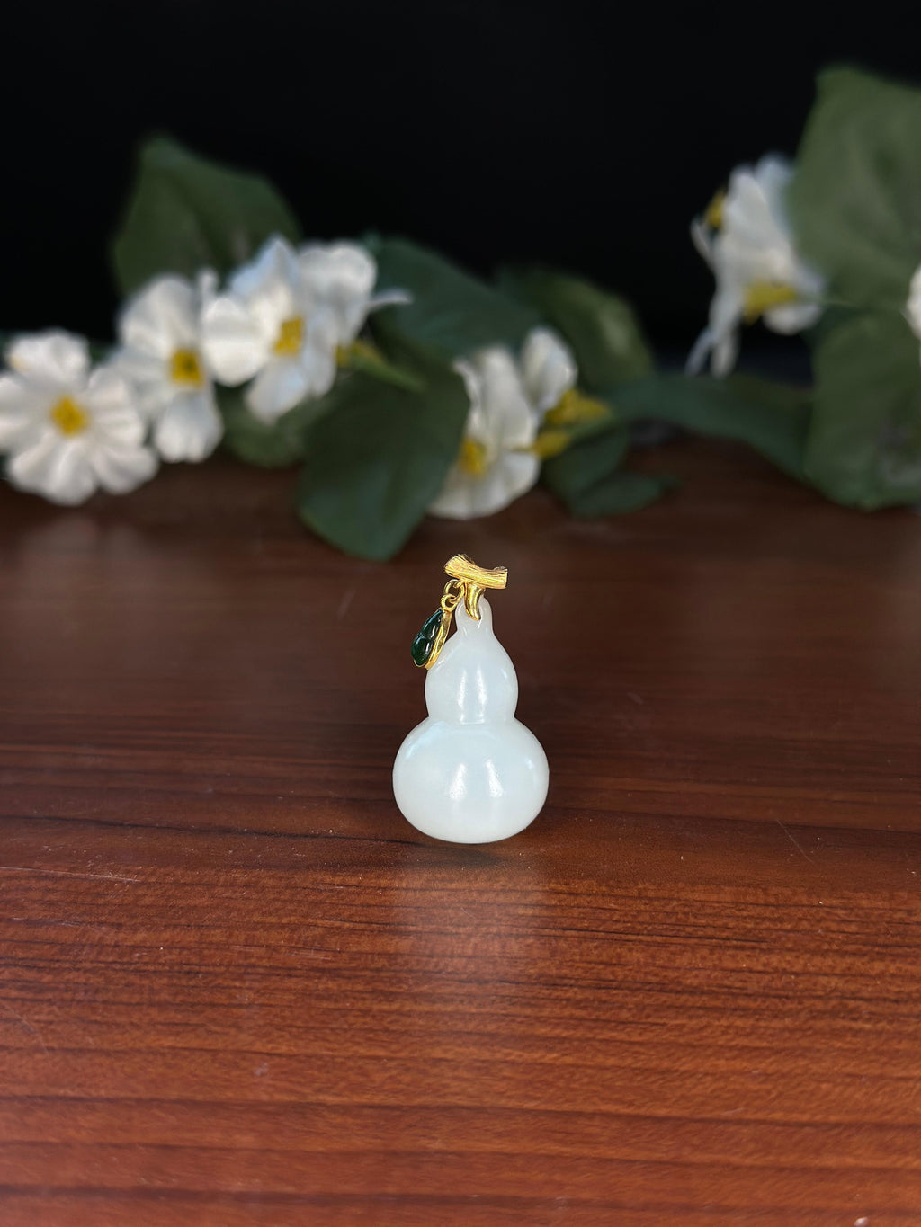 18K金和田玉白玉葫芦吊坠（yc741756）
