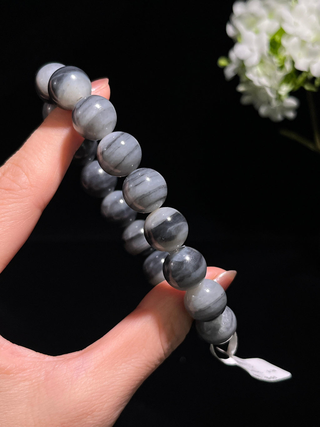 和田玉青花圆形珠手串（卡12）（yc246368）