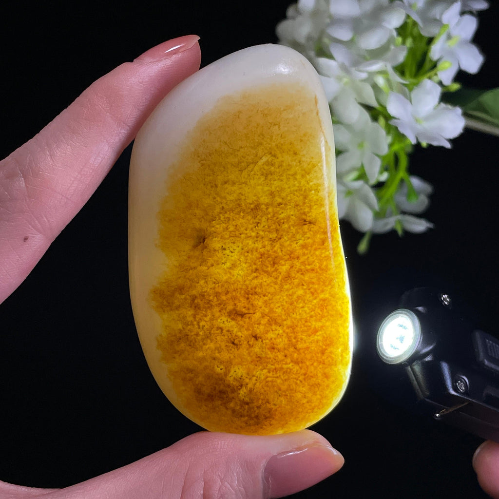 和田玉一级白秋梨洒金皮“秋漠杨林”双面皮籽料（yc342060）