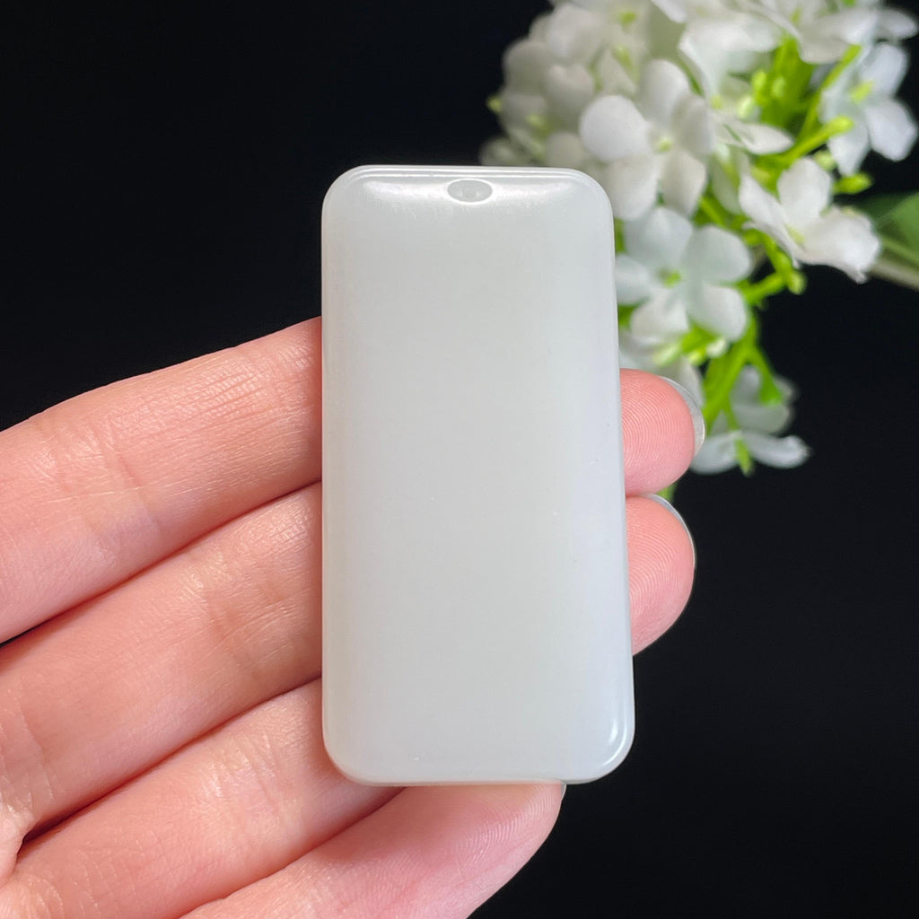 和田玉羊脂白玉“素简含章”平安无事牌（yc337660）