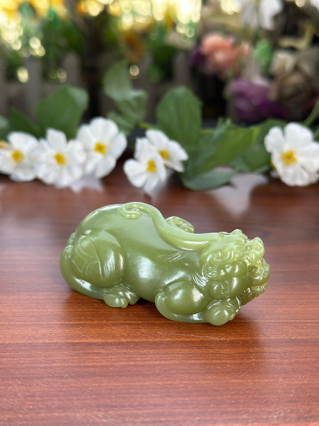 和田玉青黄口貔貅手把件（yc711133）