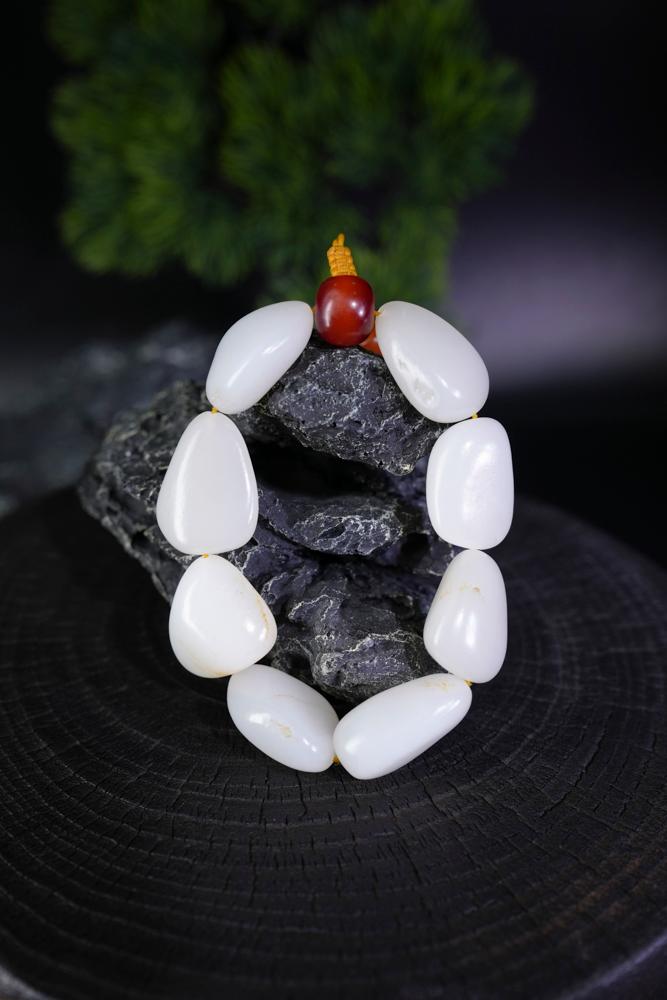 新疆和田玉一级白玉籽料手串（yc229706）