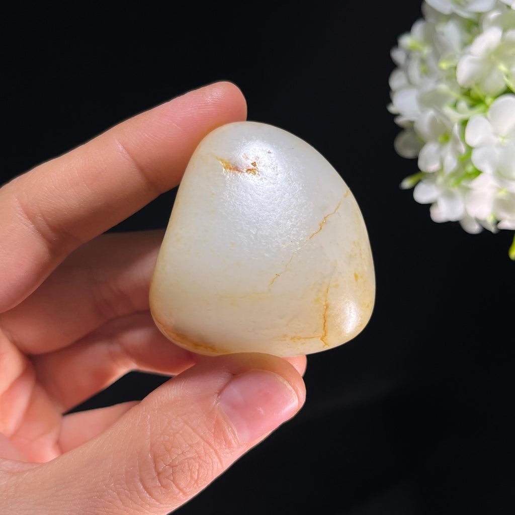 和田玉白玉“冰纹牵月”洒金皮籽料（yc350490）