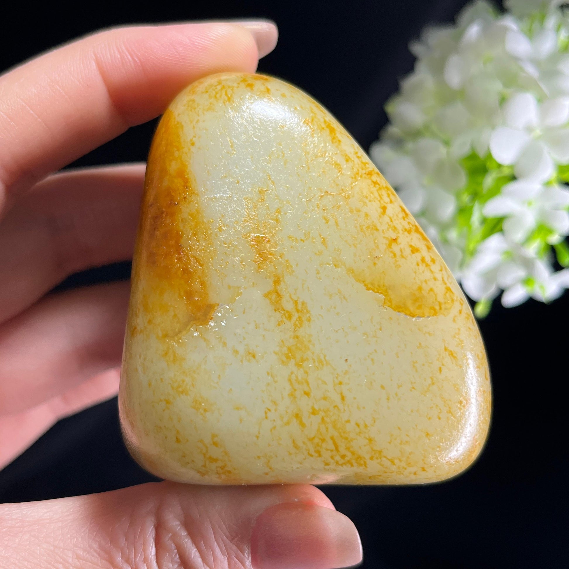 和田玉暖白种“霞落金山”聚红皮通体洒金皮籽料（yc356736）