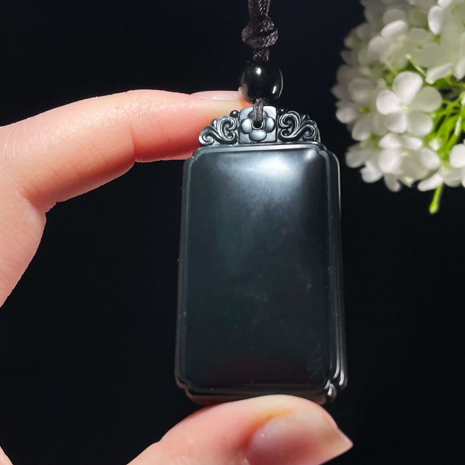 新疆天然和田玉籽料黑青无事牌（yc362933）