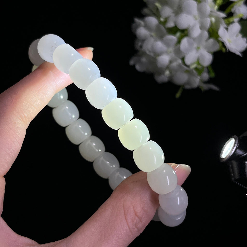 和田玉白玉“冷月凝霜”籽料手串（yc300987）