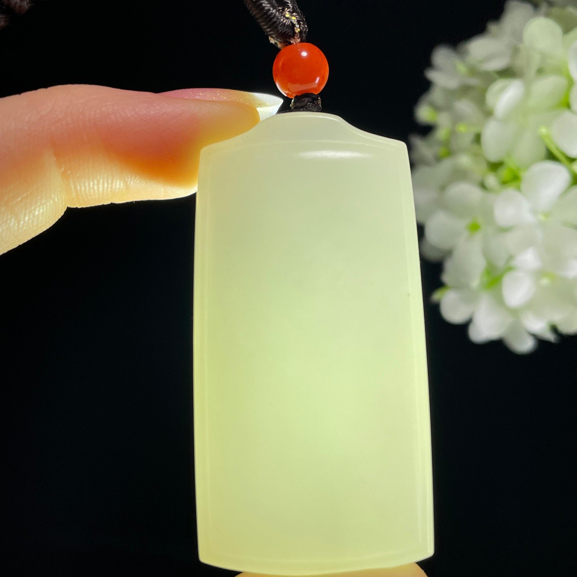 和田玉羊脂白玉“镜台空明”平安无事牌（yc327462）