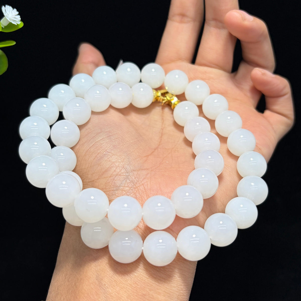 高品质和田羊脂白玉圆珠项链（yc780304）
