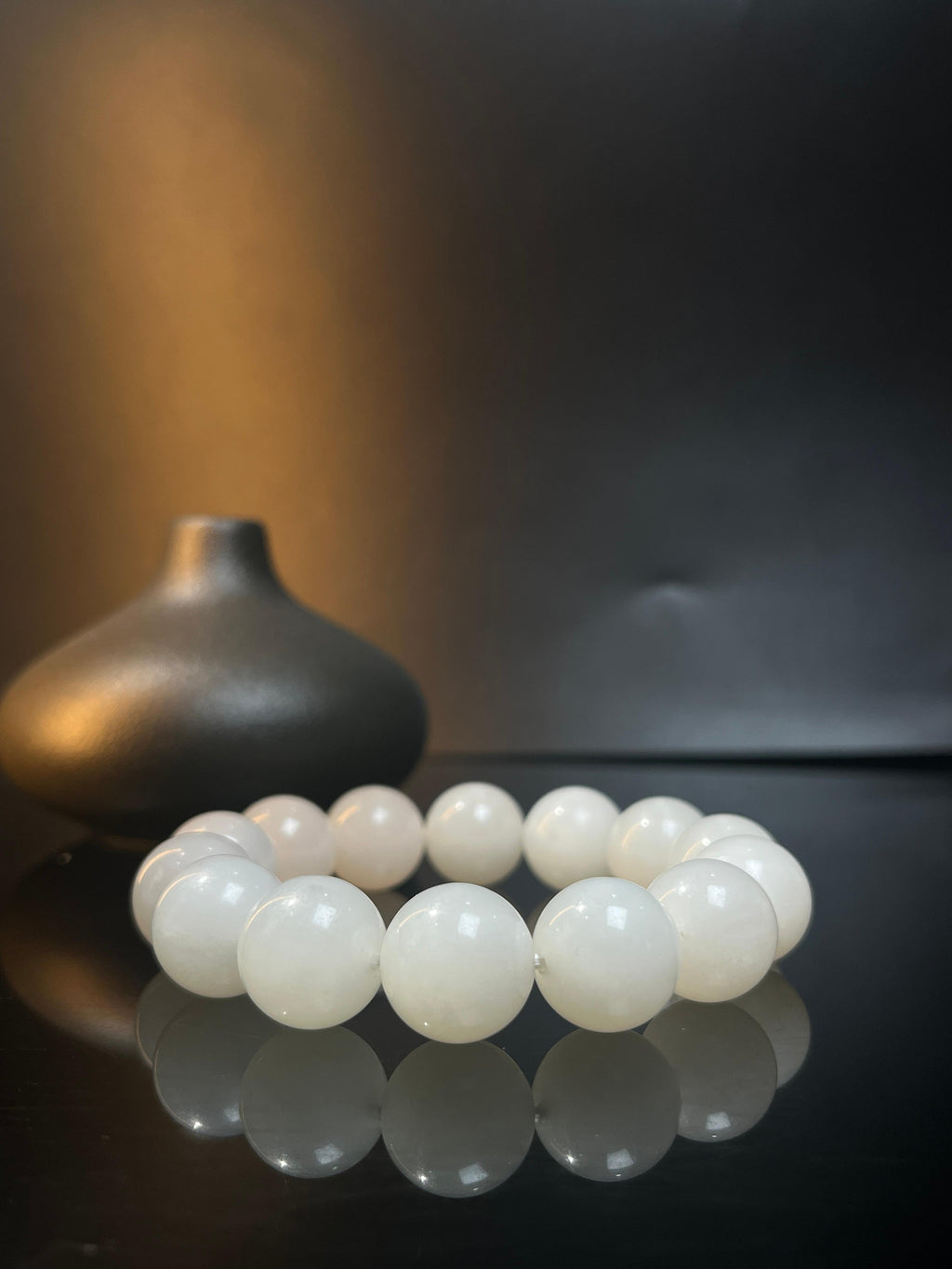 天然和田白玉圆型珠手串（卡16）（yc242877）