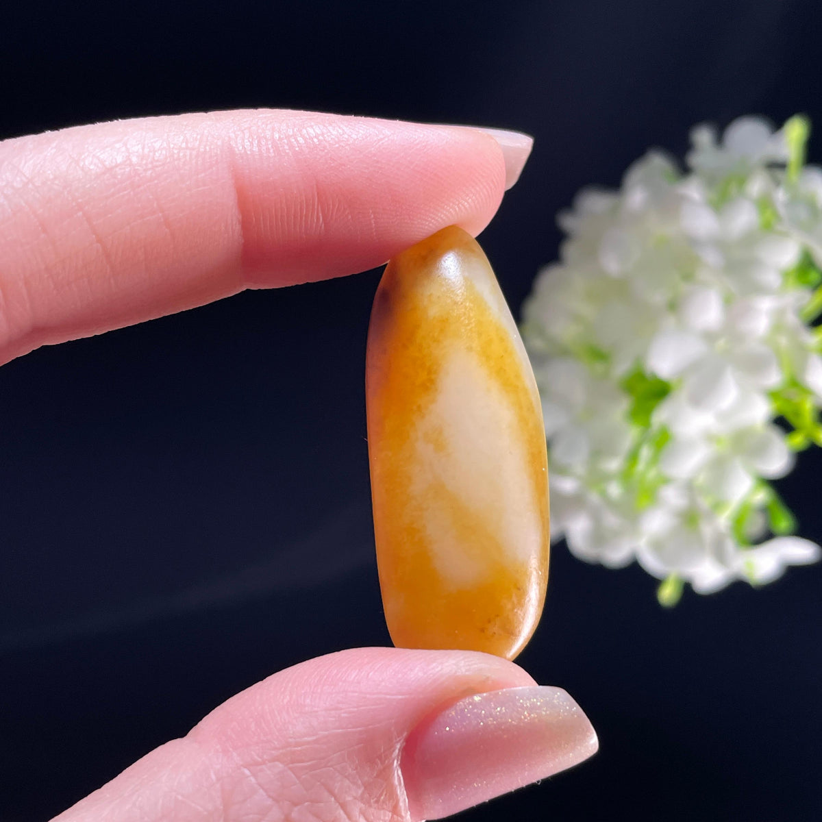 和田玉白玉“金纱秋月”聚黄皮籽料（yc357773）