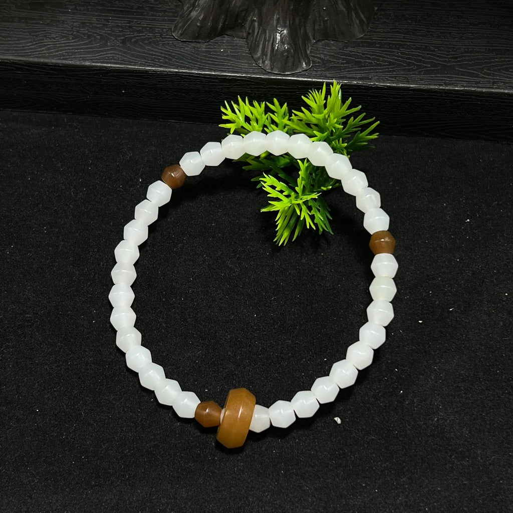 和田玉白玉棱珠手串（yc712898）