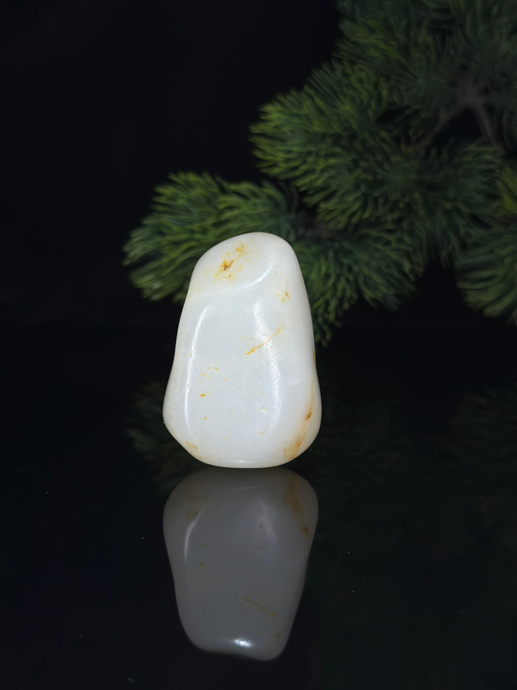 新疆和田玉白玉洒金皮珍品籽料手把件（yc536634）