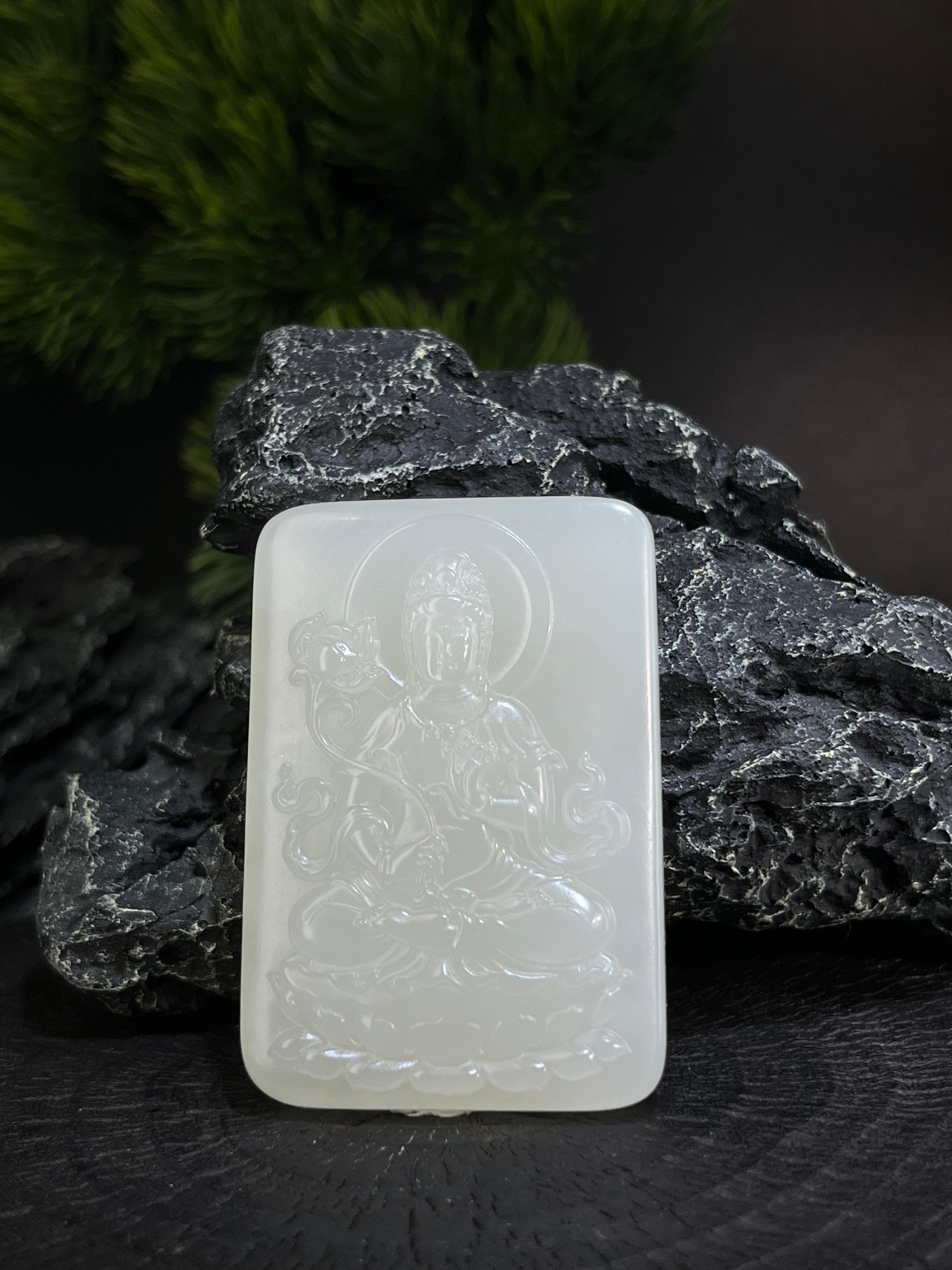 天然和田玉白玉山料大势至菩萨观音挂件（yc228185）