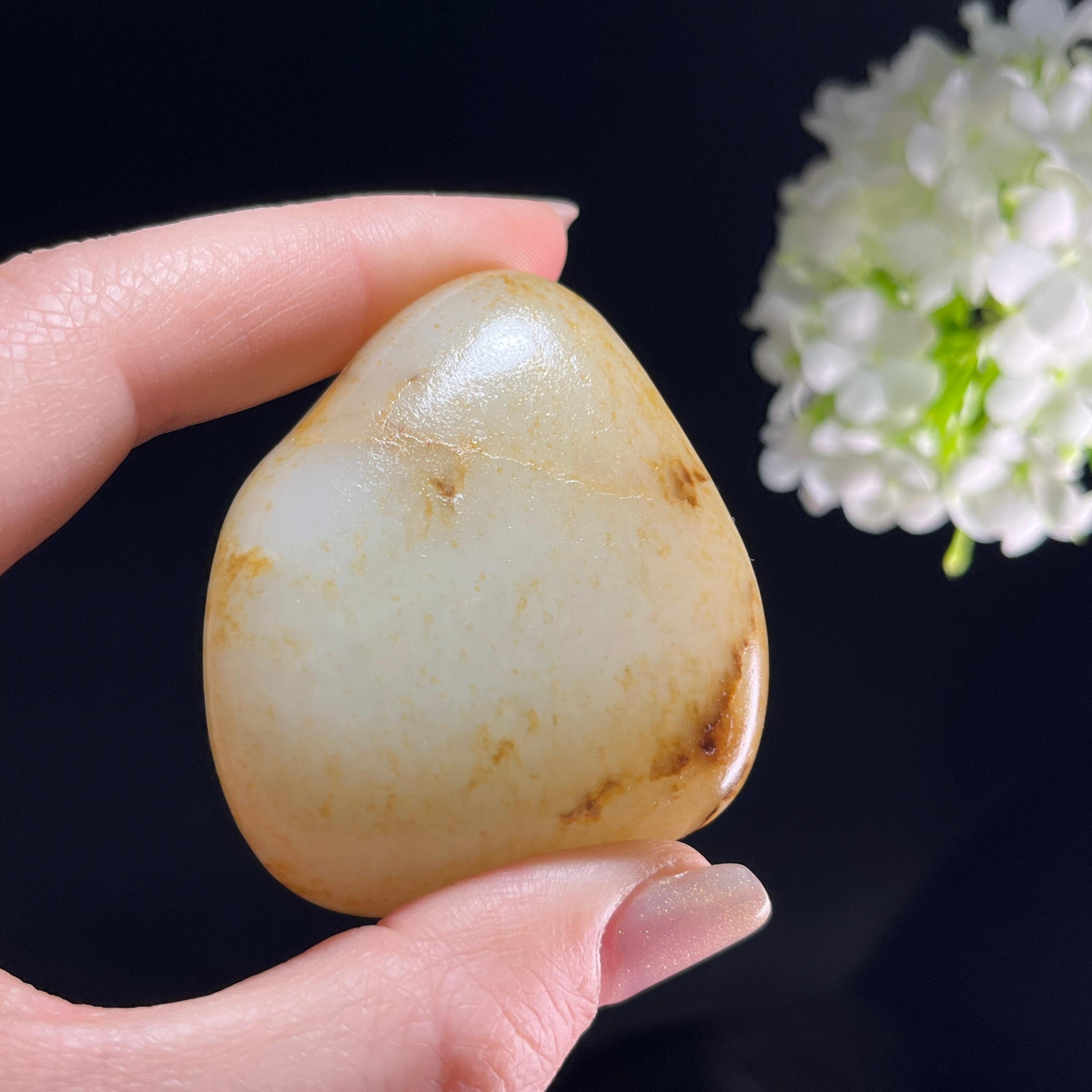 和田玉白玉“星砂衔月”洒金皮籽料（yc360484）
