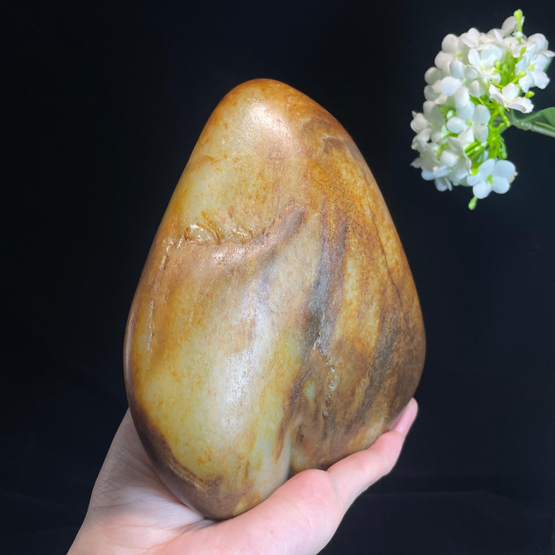 和田玉青白玉“金梨玉峰”洒金皮秋梨皮籽料（yc316413）