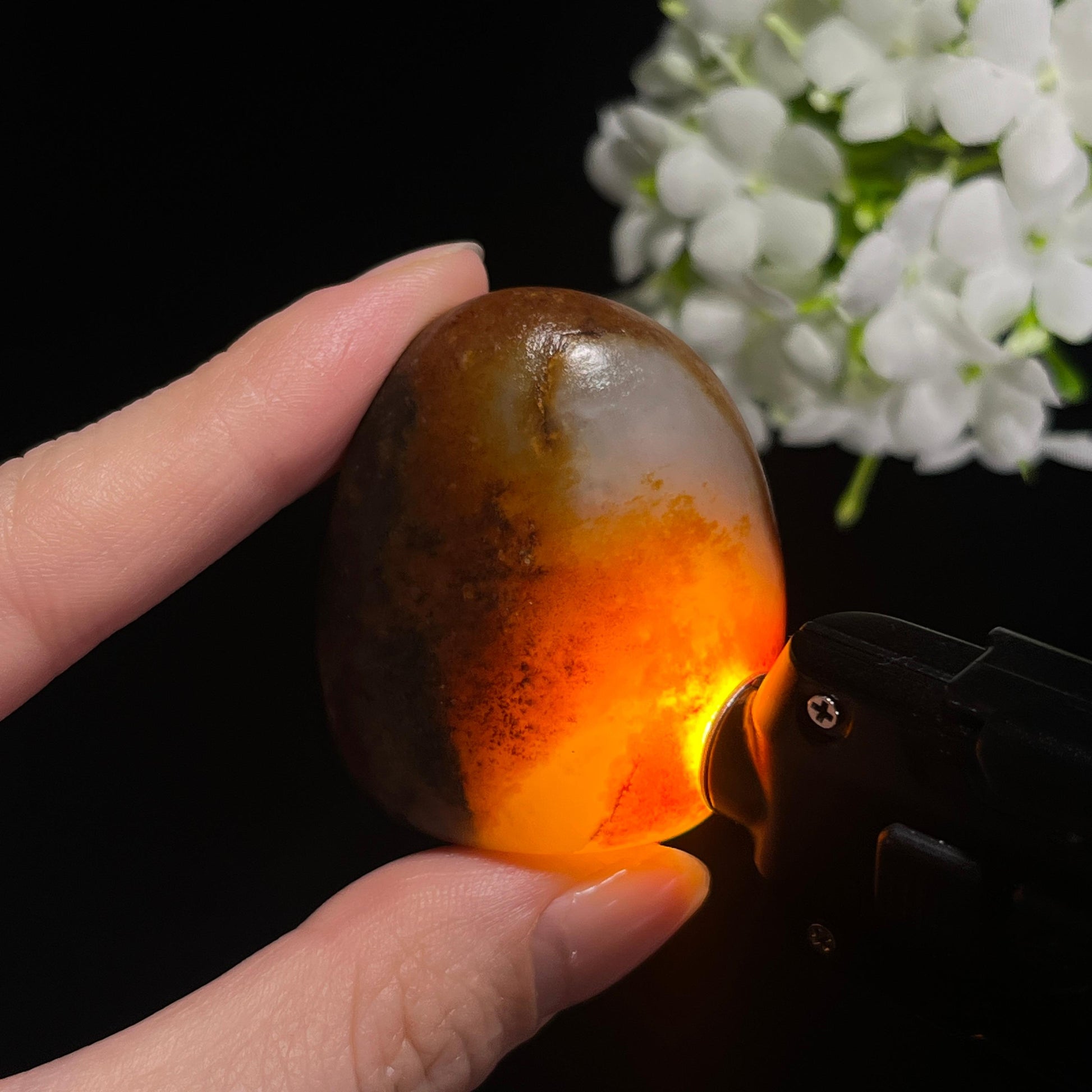 和田玉白玉“五彩锦簇”彩皮籽料原石（yc297869）