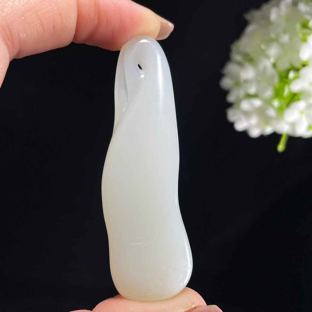 和田玉羊脂白玉风生水起随形雕挂件（yc393145）