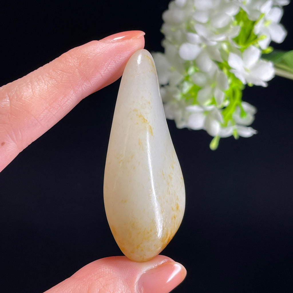和田玉高青白“露滴秋荷”洒金秋梨皮籽料（yc342597）