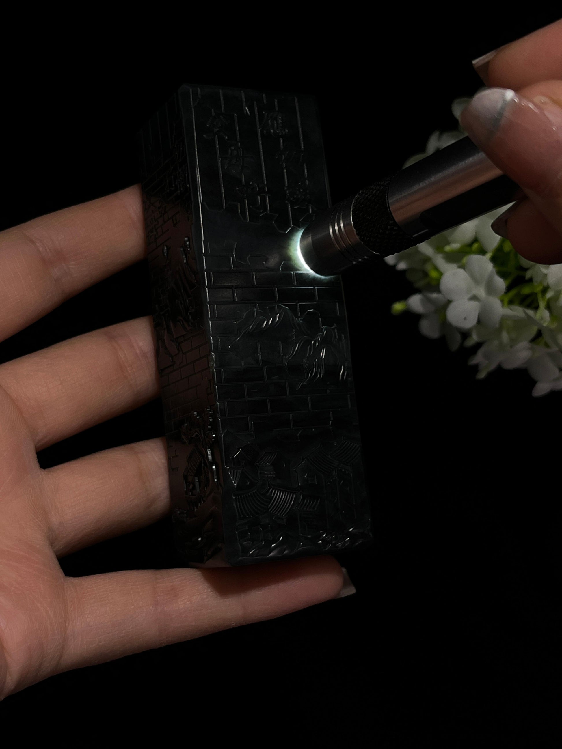 和田玉青花山水印章（yc244605）