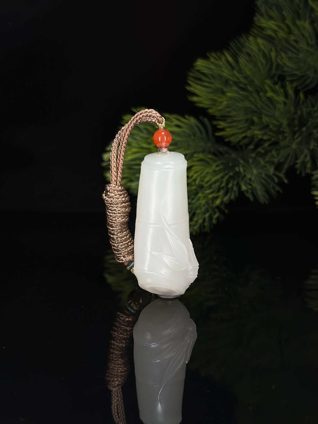 和田玉羊脂白玉节节高升精品竹节挂件（yc682123）