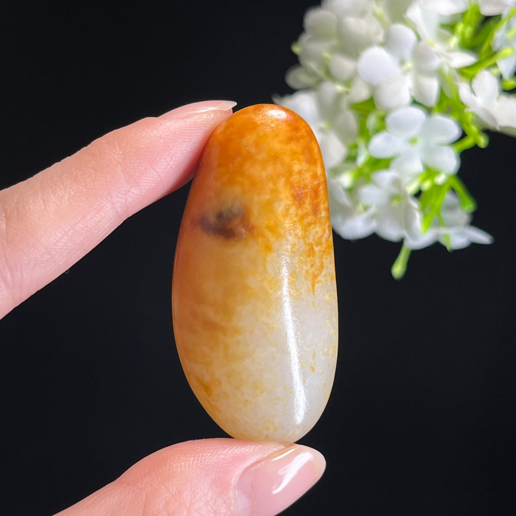 新疆天然和田玉“秋江落霞”黄沁皮籽料（yc339006）