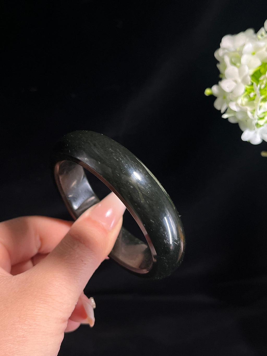 新疆天然和田玉塔青料手镯轮胎镯3（卡58）（yc260249）