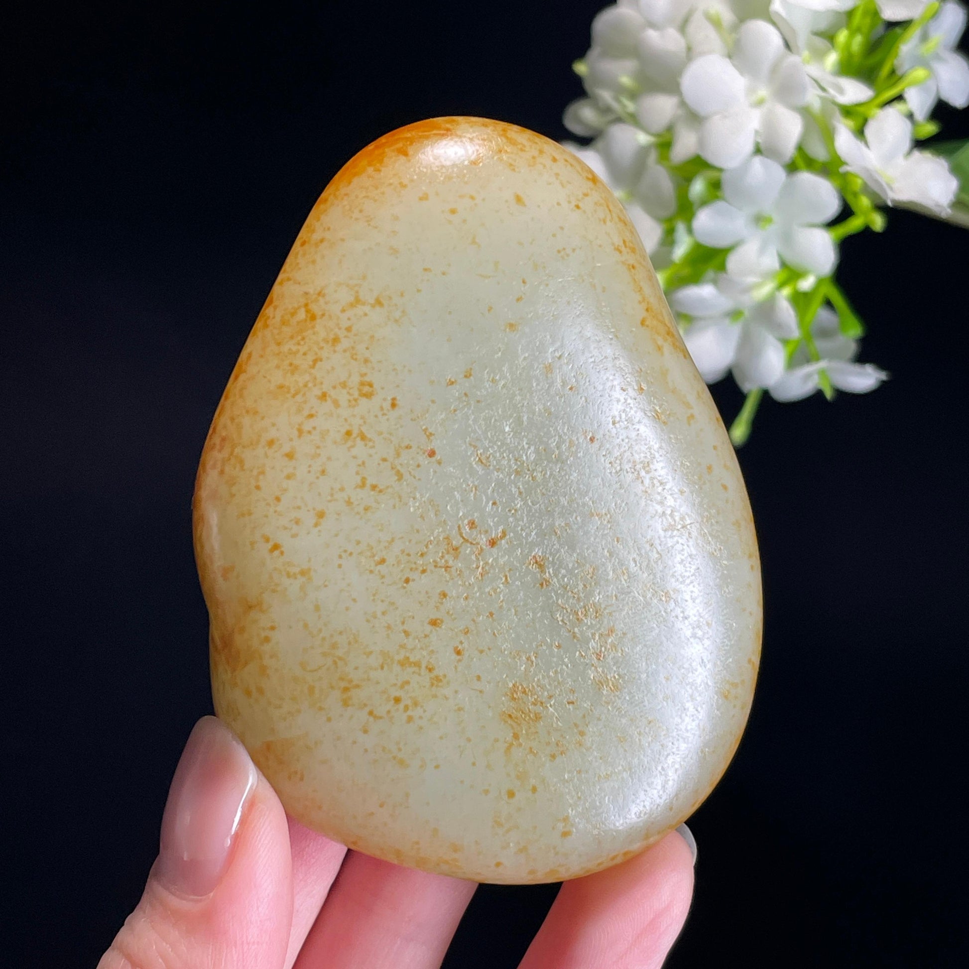 和田玉白玉“金笺落雪”洒金皮籽料（yc337868）