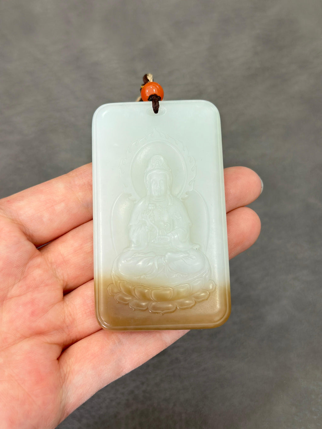 精品和田玉糖白玉坐莲观音挂件（yc751392）