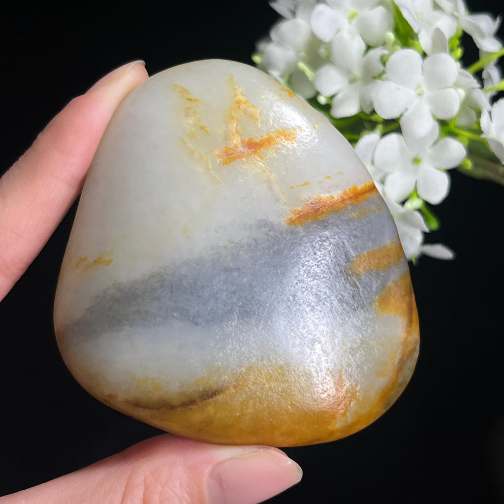 和田玉洒金青花“云纹金皮籽”籽料原石（yc297606）
